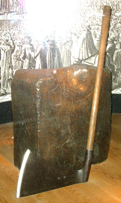 Chopping block and axe used to separate 'heads of state'