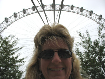 Susan with London Eye towering over her