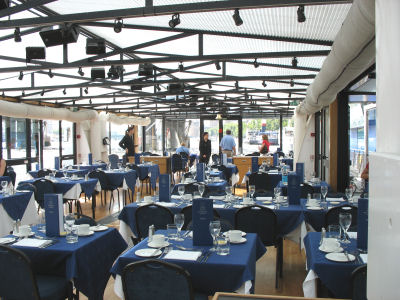 View of the dining area on the Thames River Lunch Cruise